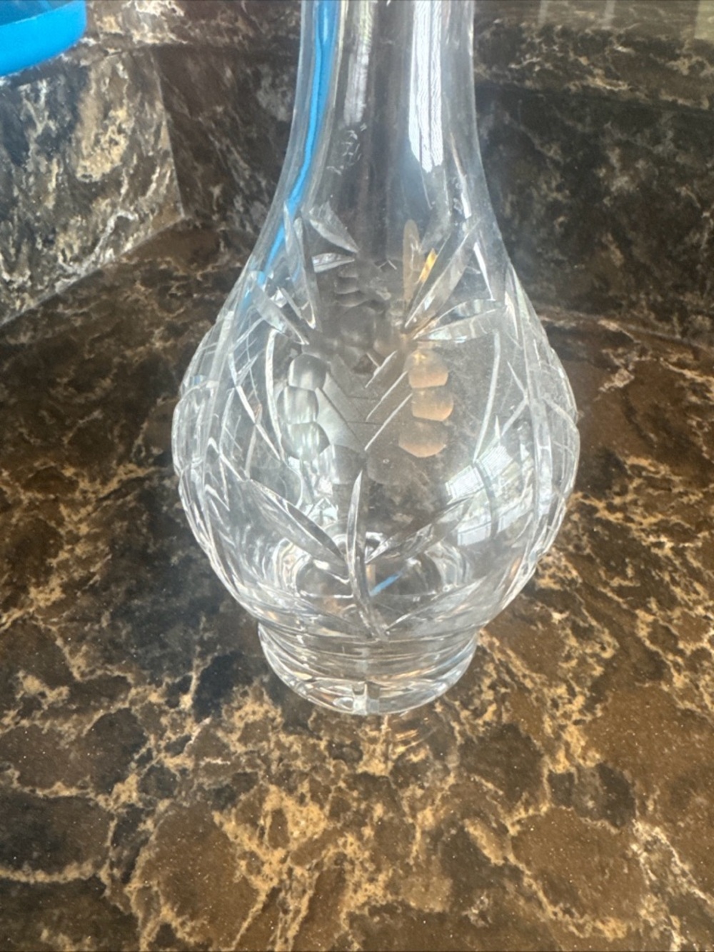 Clear Cut Glass Bud Vase - Crystal Floral Etching